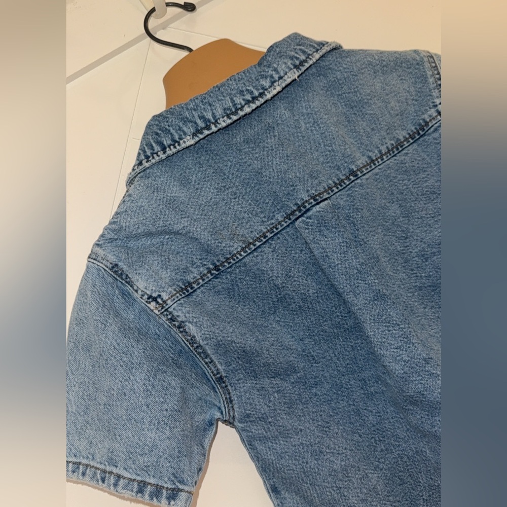 So cute! ZARA durable denim shirt jean henley button up mini dress 8 kids girls - Picture 4 of 9